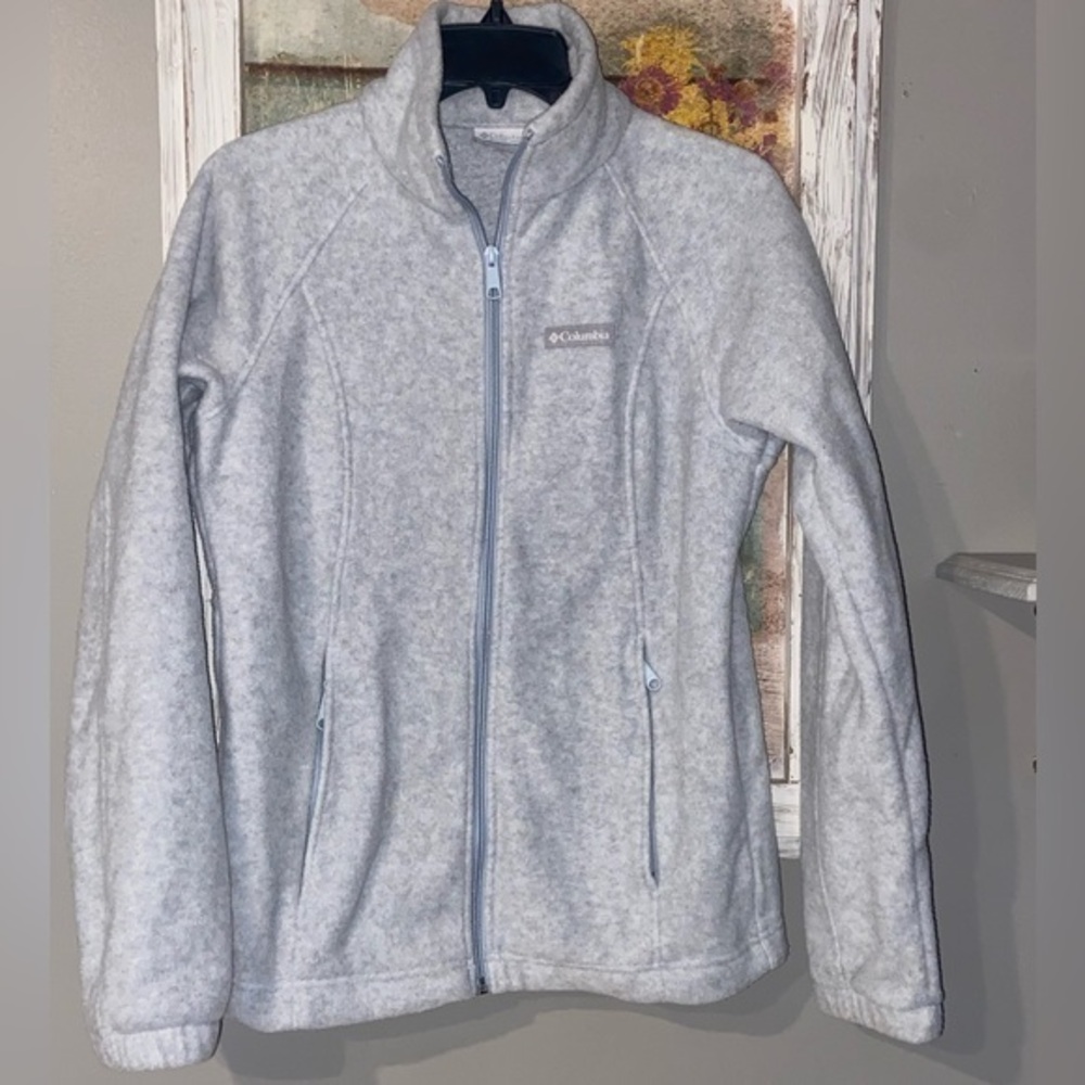 Women’s COLUMBIA Sawyer Rapids 2.0 Light Gray Full Zip Sz Small Zipped Pockets